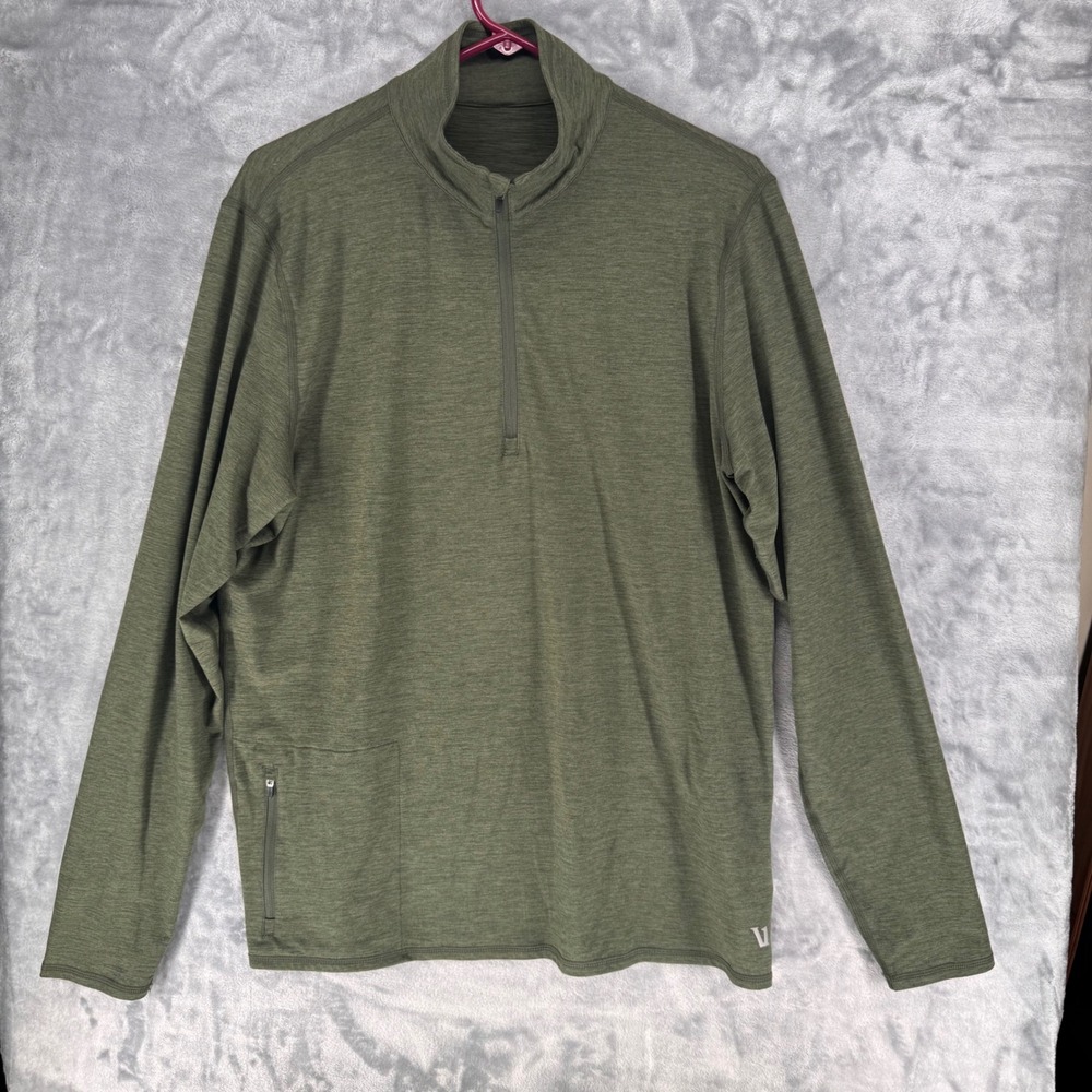 Vuori Men's Long Sleeve Quarter Zip Pullover Shirt Green Size L Style V221